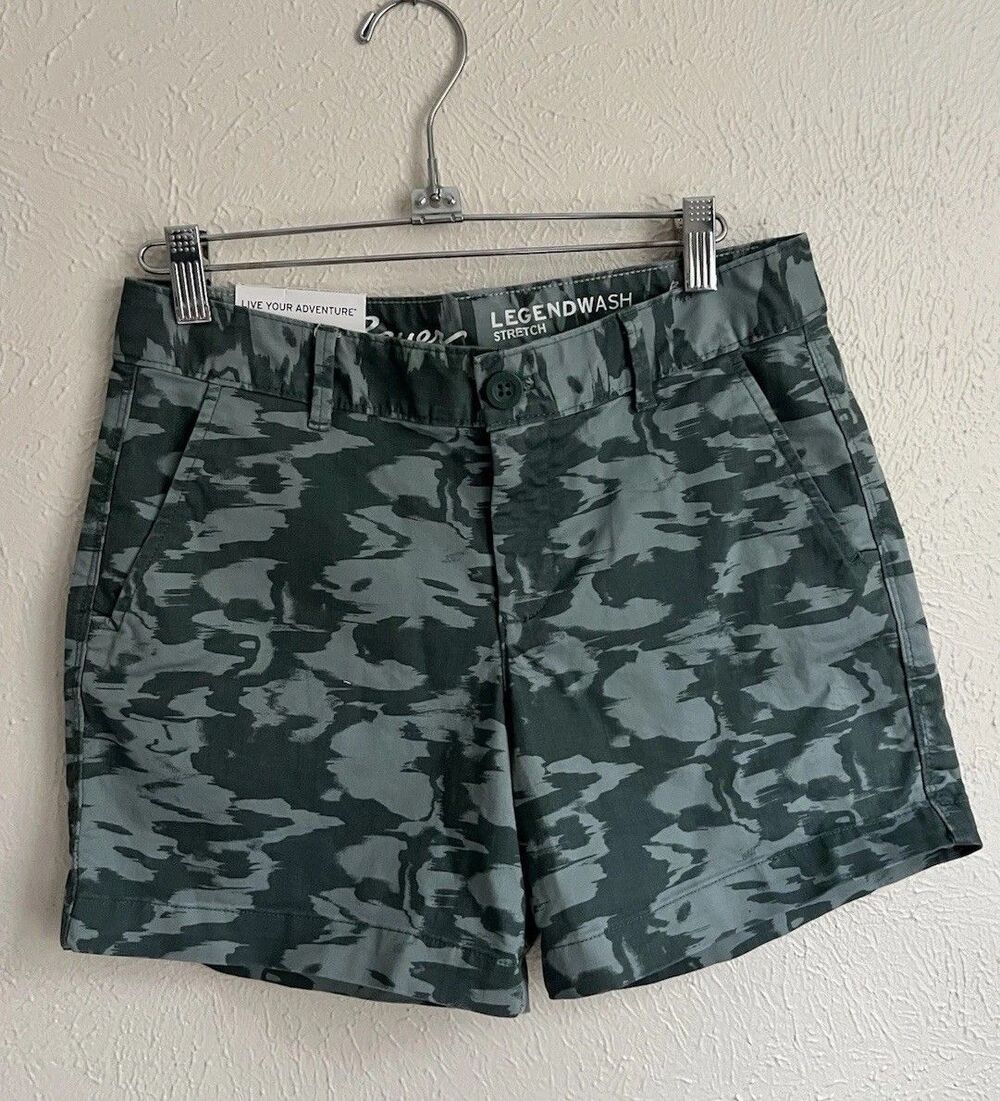 Eddie Bauer Stretch Legend Shorts Women’s 0 Mid Rise Boyfriend Fit NWT Green